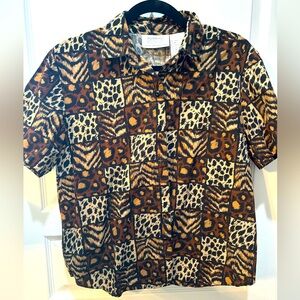 Vintage Animal Print Button Down Shirt Animal Print is Back sz M NWOT